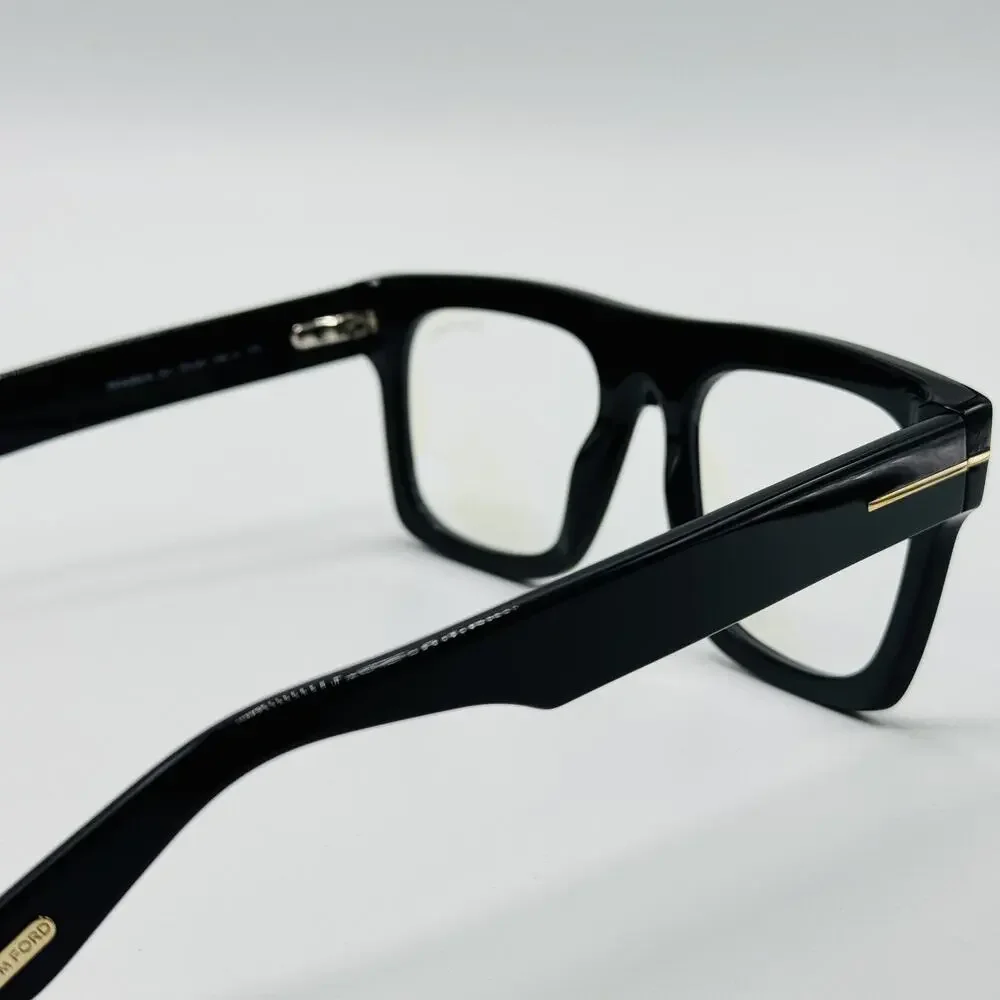 Tom Ford Eyeglasses Frame TF6068-B 001 Black Blue Light Block Clip-On 53-20-145